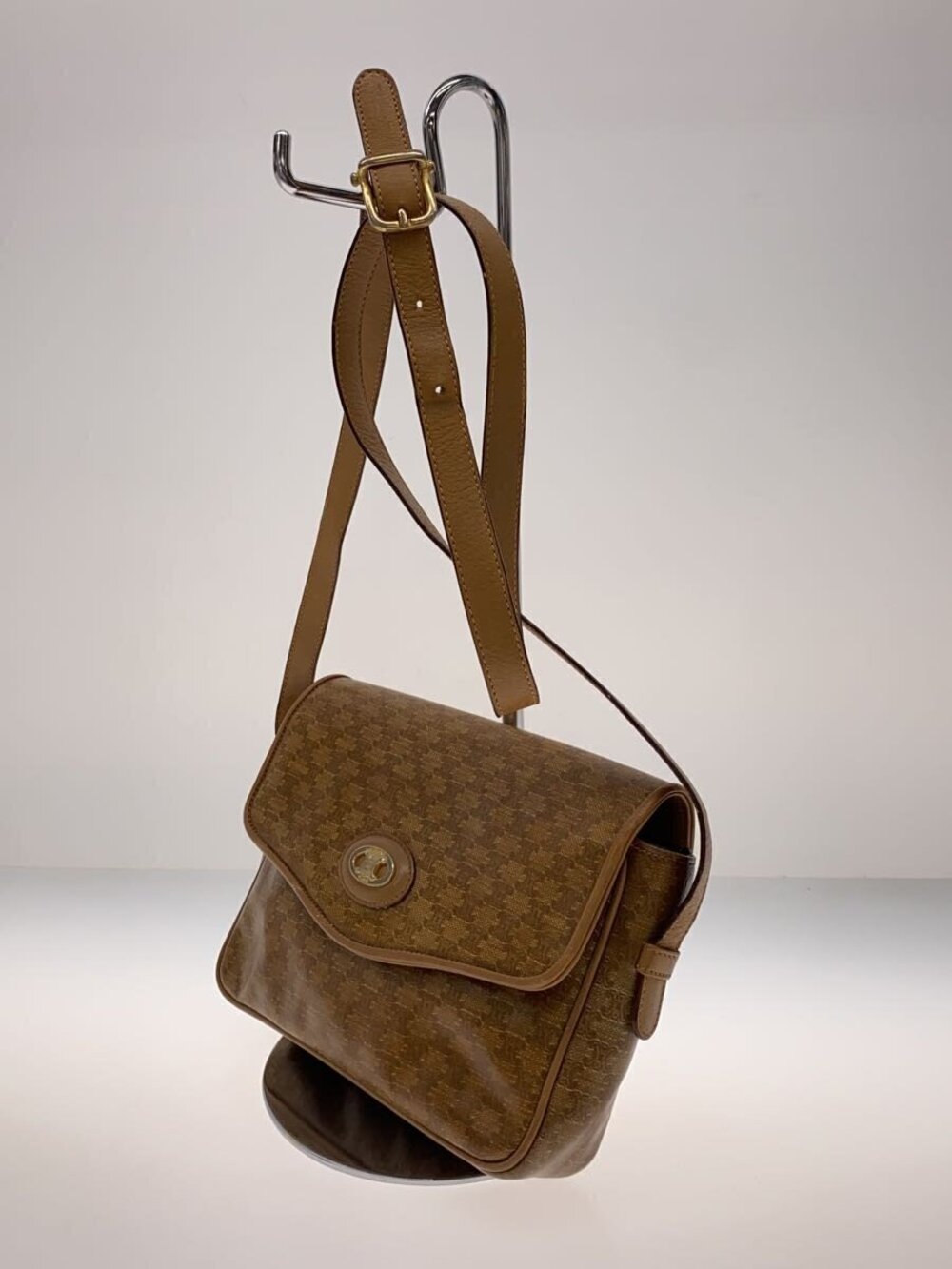 Celine Enamel Camel Brown Shoulder Bag Tan Brown